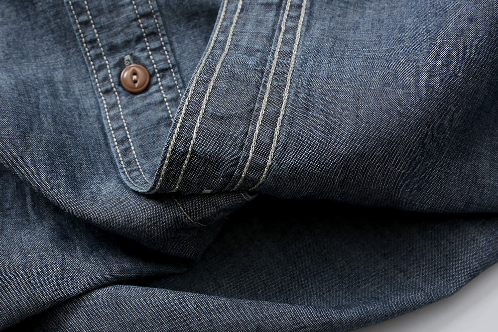 672#MADNESS 做旧破洞牛仔衬衫 外套 长袖 秋冬季 休闲 男女同款 蓝色