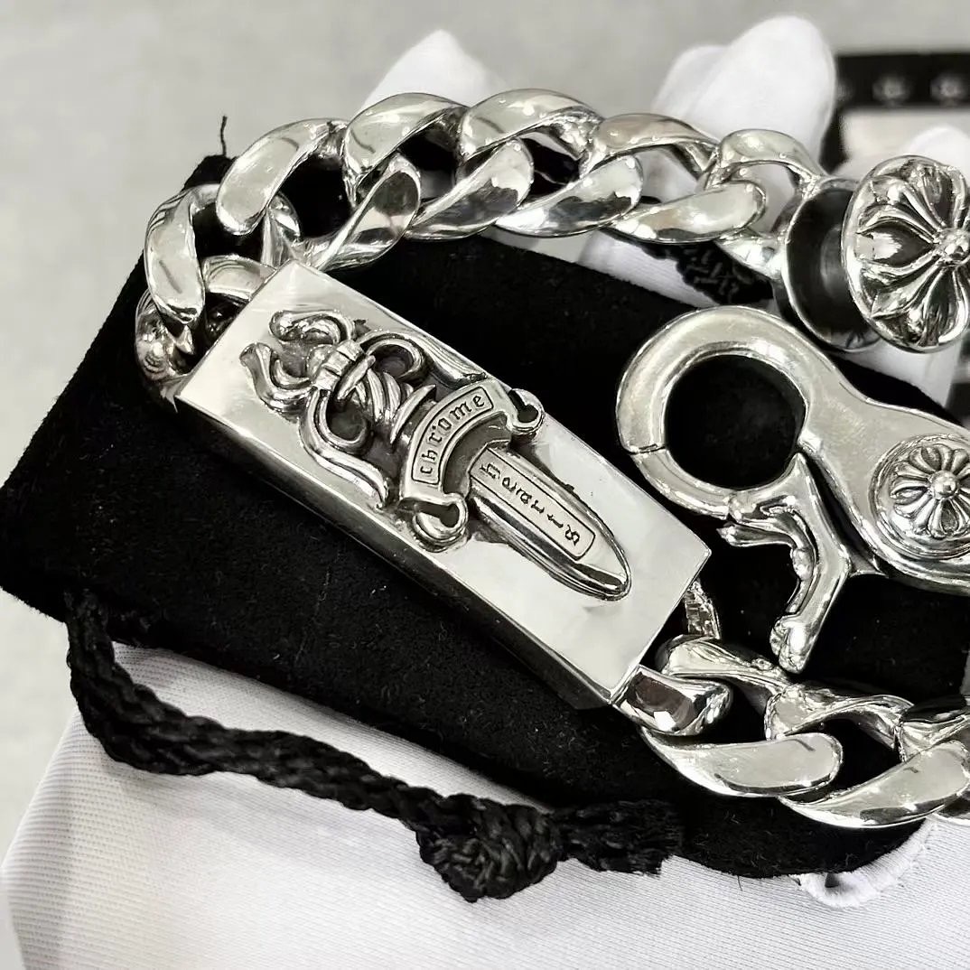 Chrome Hearts  CH克罗心 925银  大宝剑 十字架 扣粗 欧美朋克 粗手链 手 链 