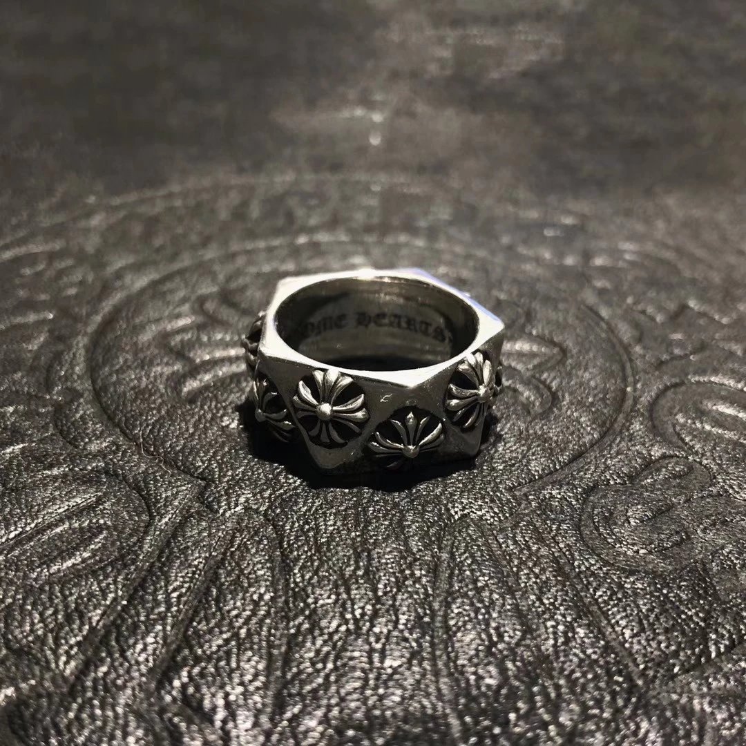 【正确版】Chrome Hearts  CH 克罗心 棱面切面 925银 十字架 永恒真爱 戒指  经典款 男女同款情侣对戒 