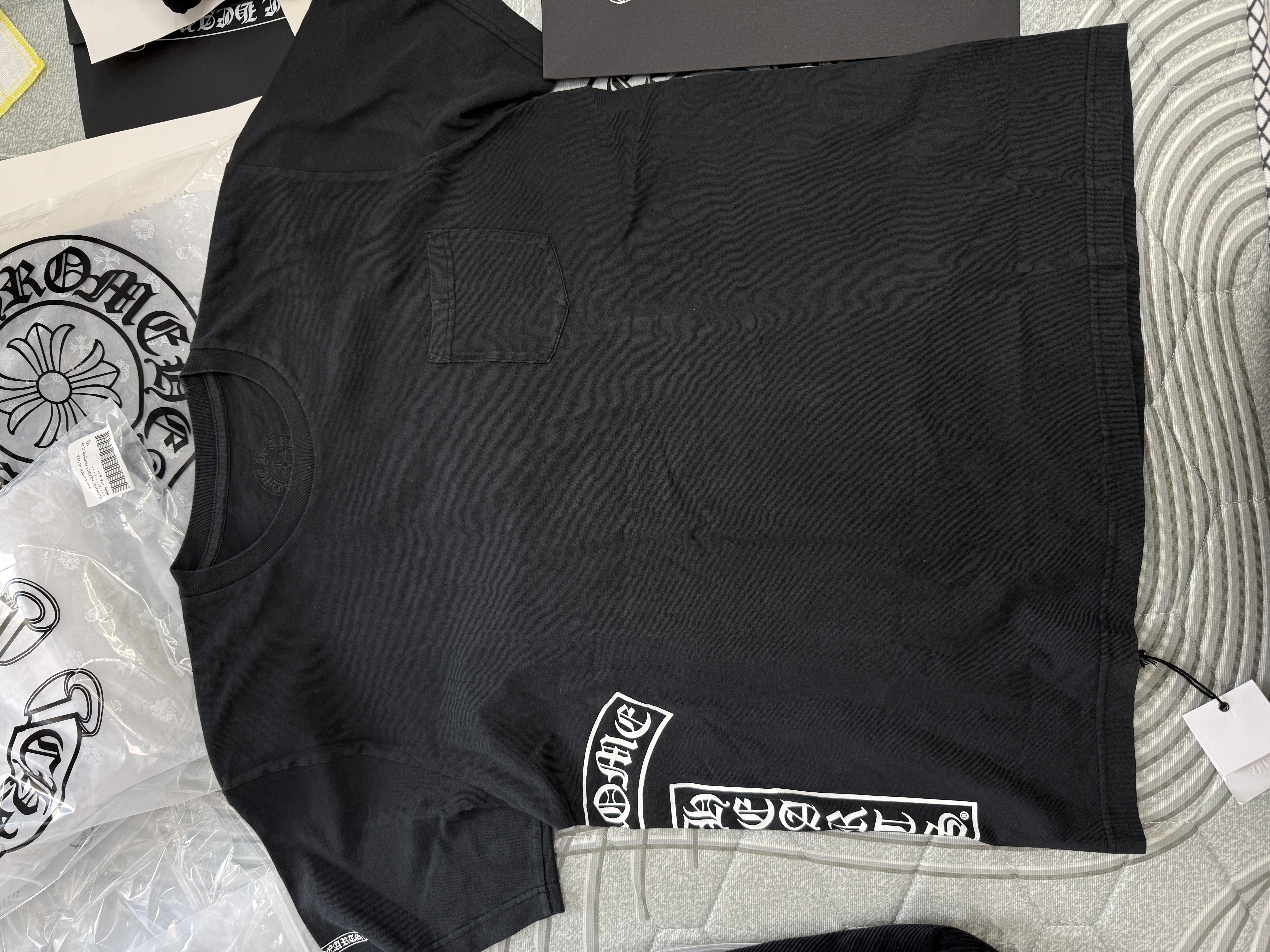 Chrome Hearts CH soap AND克罗心 后背黄色荧光梵文圆领短袖 T恤 白色 黑色 A0 
