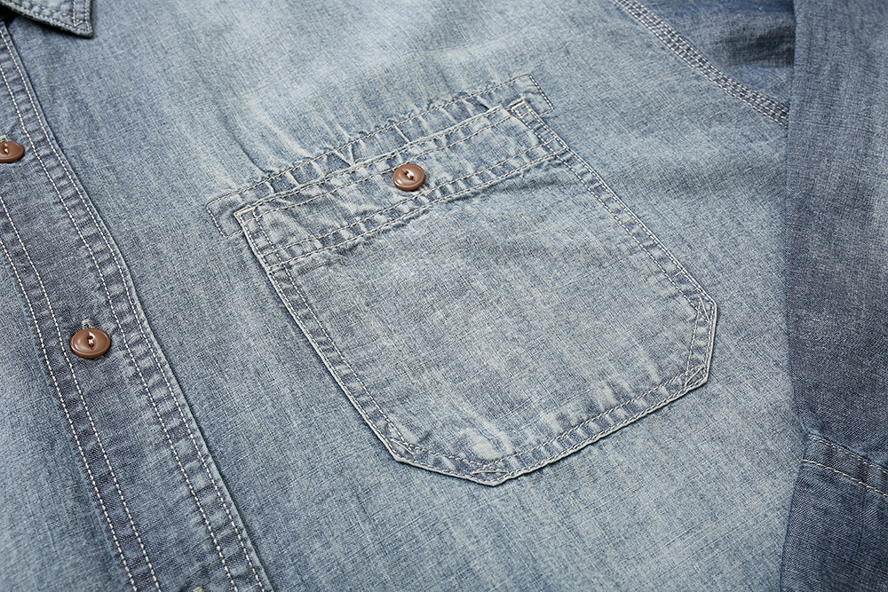 672#MADNESS 做旧破洞牛仔衬衫 外套 长袖 秋冬季 休闲 男女同款 蓝色