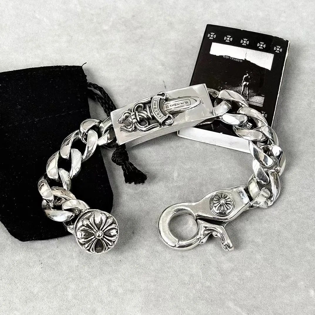 Chrome Hearts  CH克罗心 925银  大宝剑 十字架 扣粗 欧美朋克 粗手链 手 链 