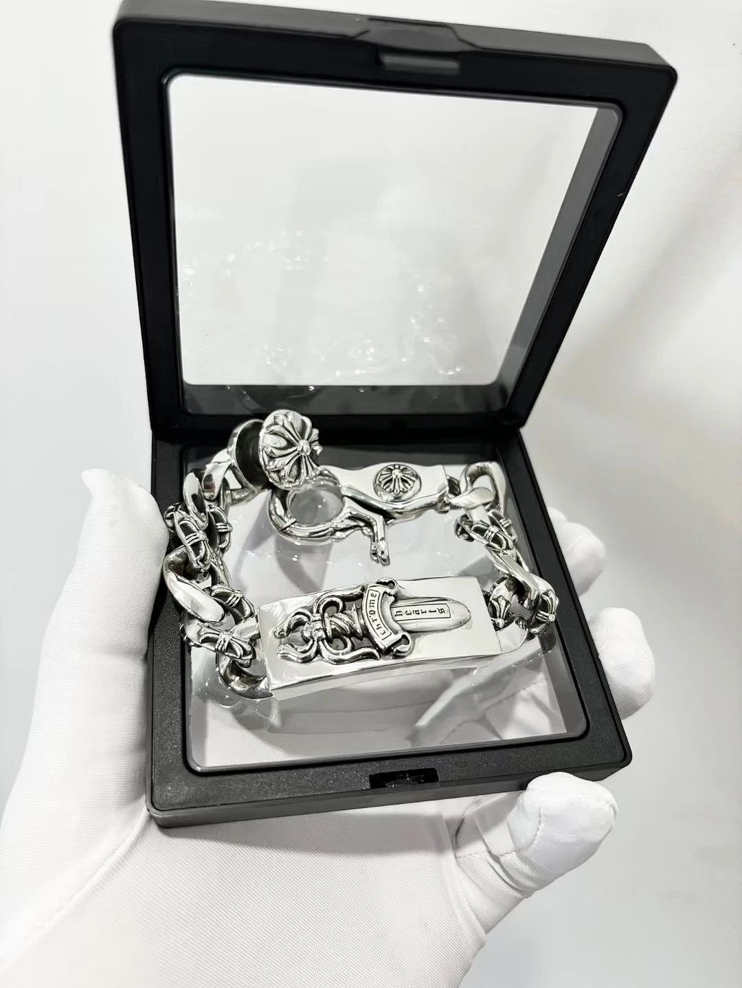 Chrome Hearts  CH克罗心 925银  大宝剑 十字架 扣粗 欧美朋克 粗手链 手 链 