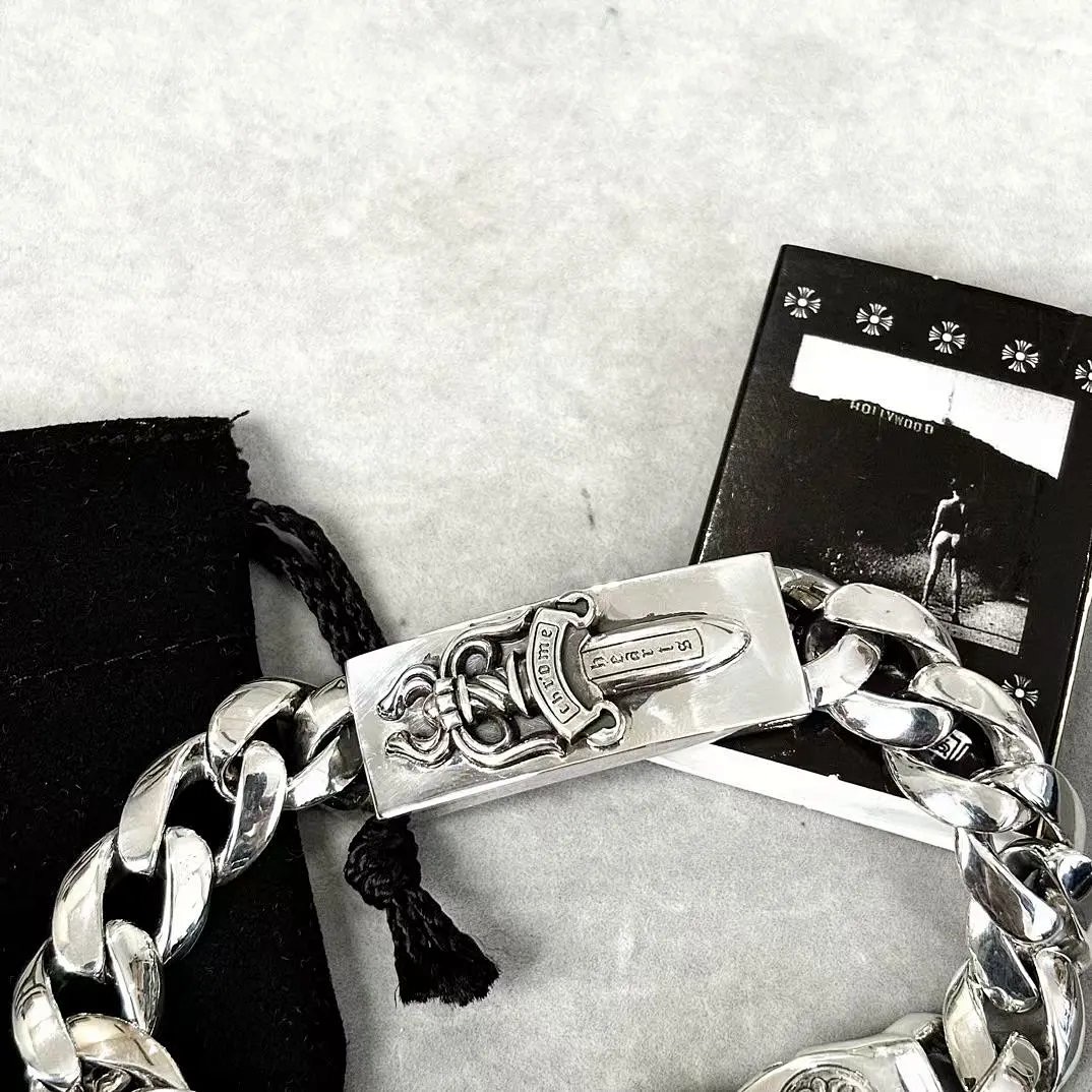 Chrome Hearts  CH克罗心 925银  大宝剑 十字架 扣粗 欧美朋克 粗手链 手 链 