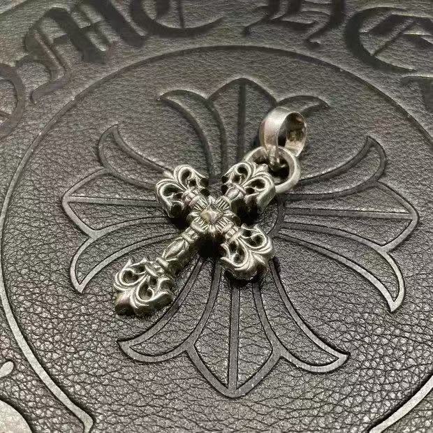 Chrome Hearts  CH克罗心 925银  火焰 十字架  刻字链 项链 60CM 