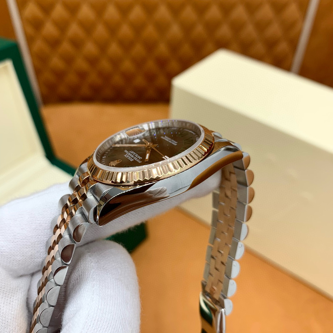 36 ROLEX 勞力士 日志型系列  自動機械機芯100米防水 男女表 36mm 蚝式鋼表殼 蚝式鋼表帶 间金灰盘 玫瑰金  M126231-0029