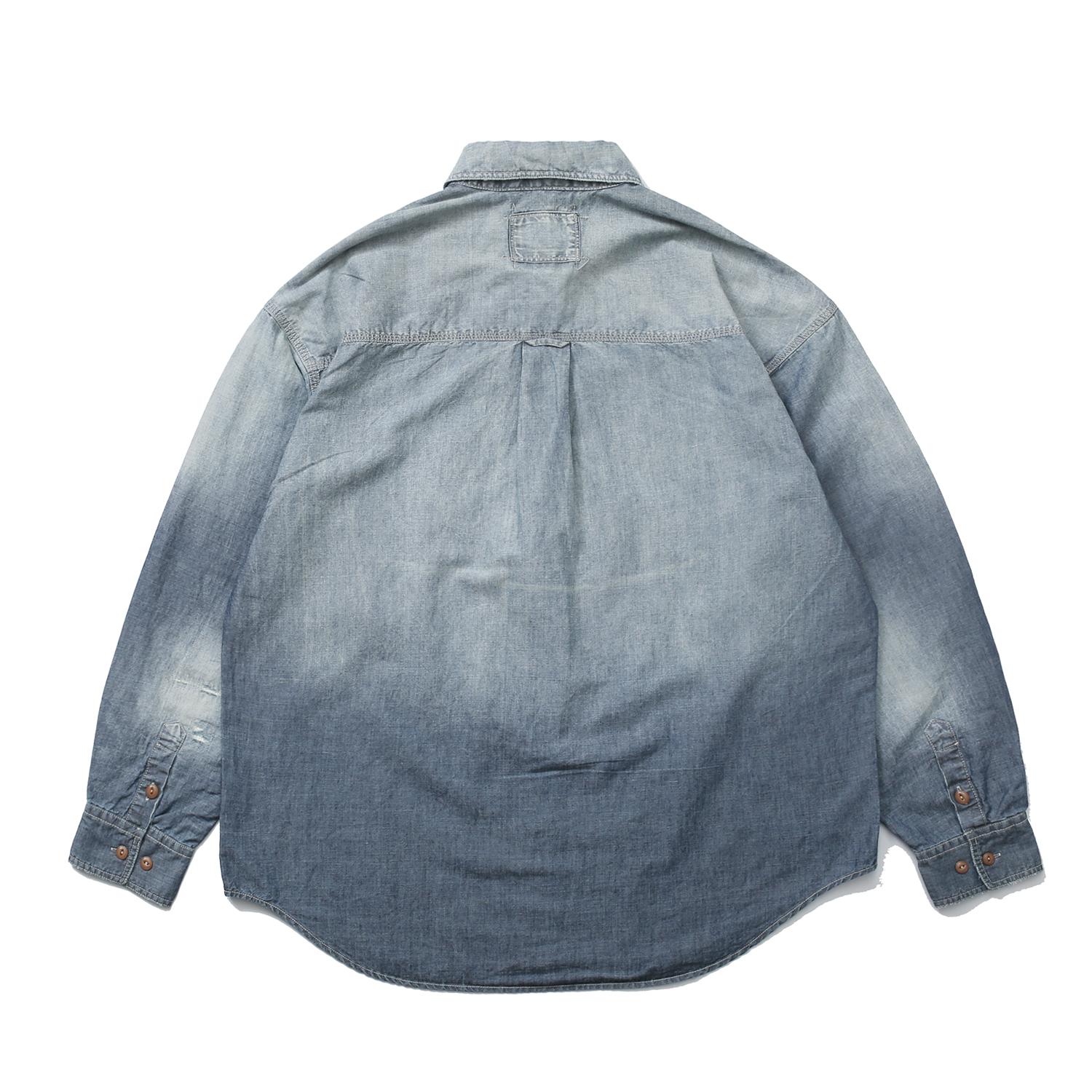 672#MADNESS 做旧破洞牛仔衬衫 外套 长袖 秋冬季 休闲 男女同款 蓝色