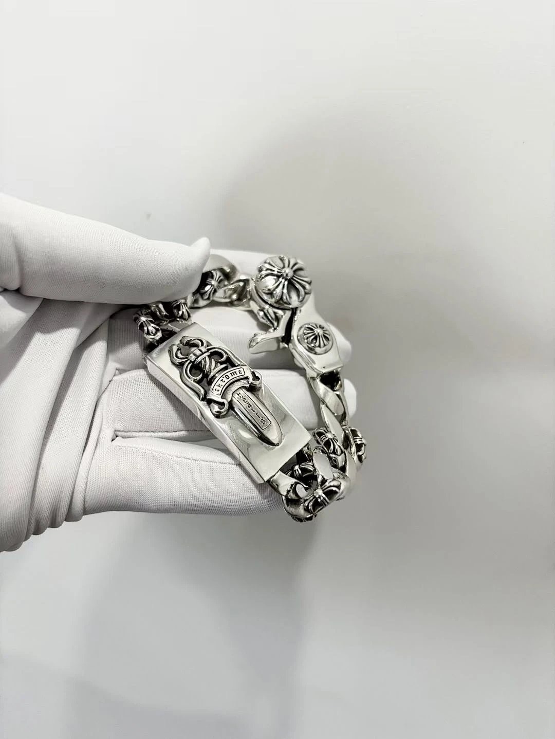 Chrome Hearts  CH克罗心 925银  大宝剑 十字架 扣粗 欧美朋克 粗手链 手 链 