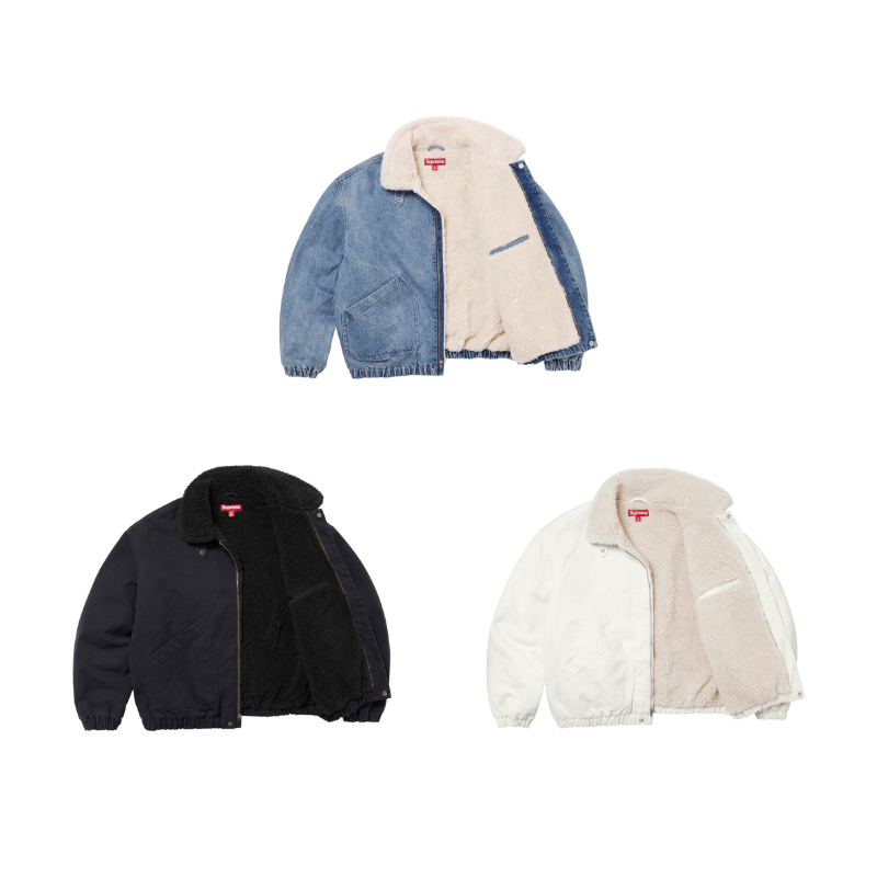 Supreme FW24 WEEK6 Faux Shearling Jacket 纯色贴边口袋全拉链开合夹克 保暖 羊羔 外套 长袖 男女同款 三色 SUP-FW24-110