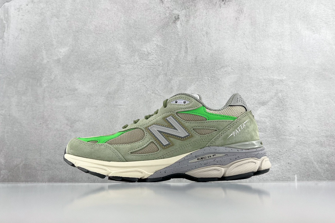  新版 Patta New Balance 990 V3 浅橄榄绿  低筒 复古跑鞋 休闲鞋 板鞋 运动鞋 男鞋 女鞋 M990PP3