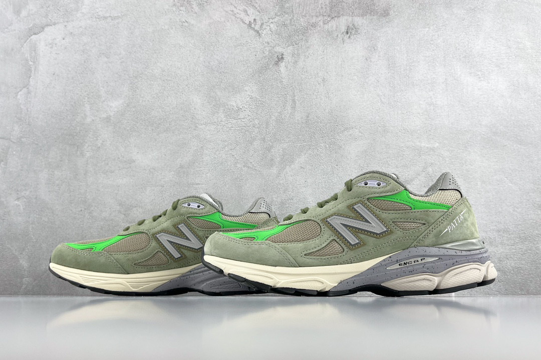  新版 Patta New Balance 990 V3 浅橄榄绿  低筒 复古跑鞋 休闲鞋 板鞋 运动鞋 男鞋 女鞋 M990PP3
