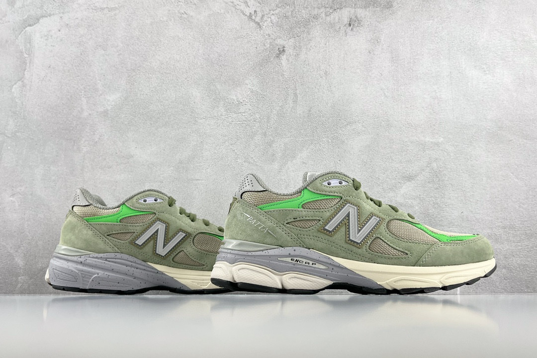  新版 Patta New Balance 990 V3 浅橄榄绿  低筒 复古跑鞋 休闲鞋 板鞋 运动鞋 男鞋 女鞋 M990PP3