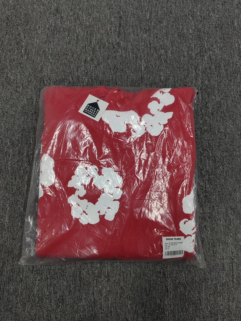 Denim Tears DT 木棉花 花环 图案 发泡  连帽卫衣 红色- B0 