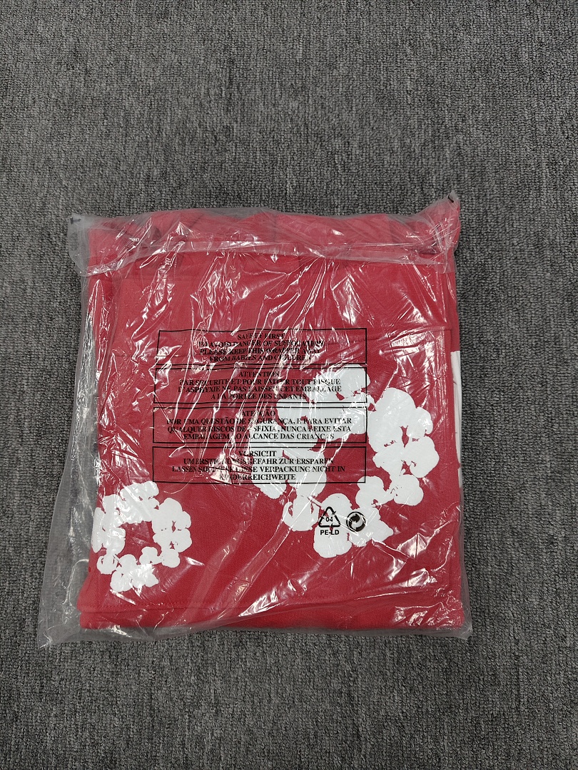 Denim Tears DT 木棉花 花环 图案 发泡  连帽卫衣 红色- B0 