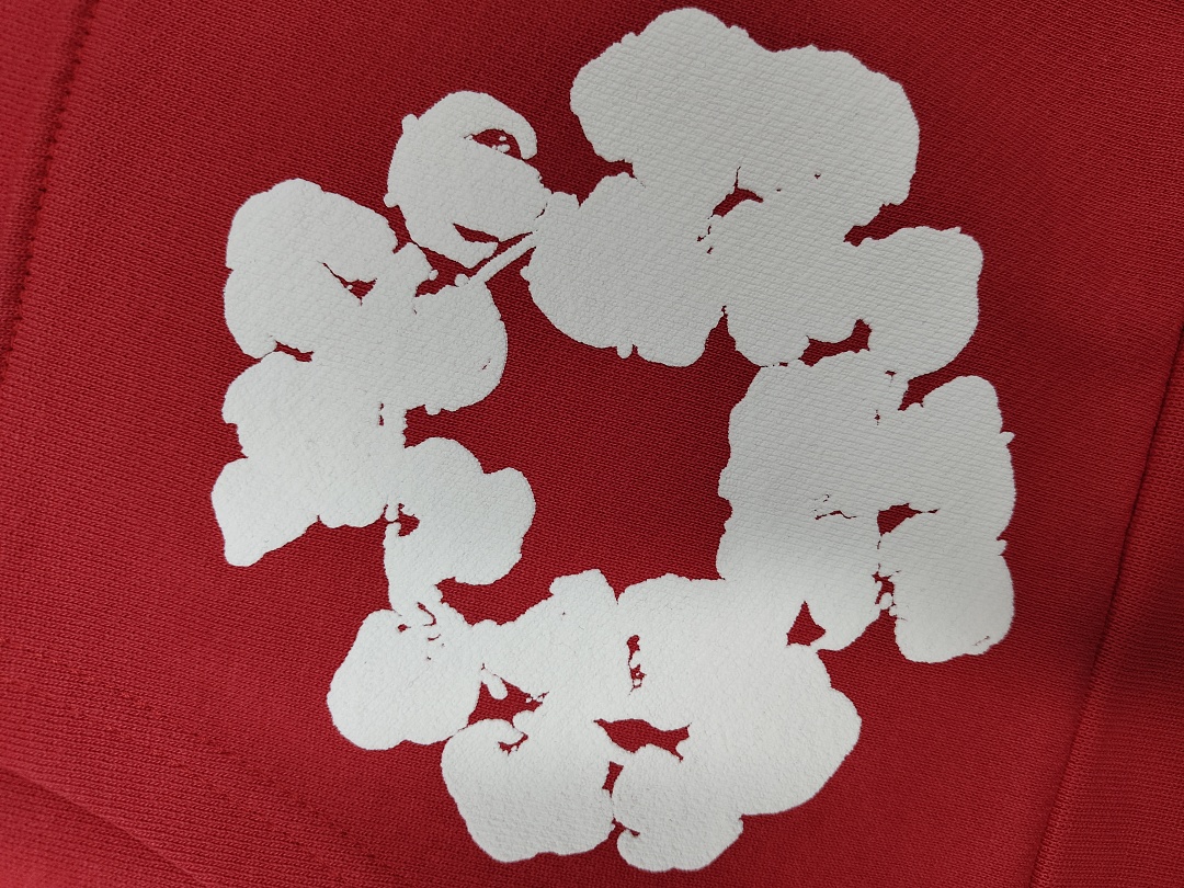 Denim Tears DT 木棉花 花环 图案 发泡  连帽卫衣 红色- B0 