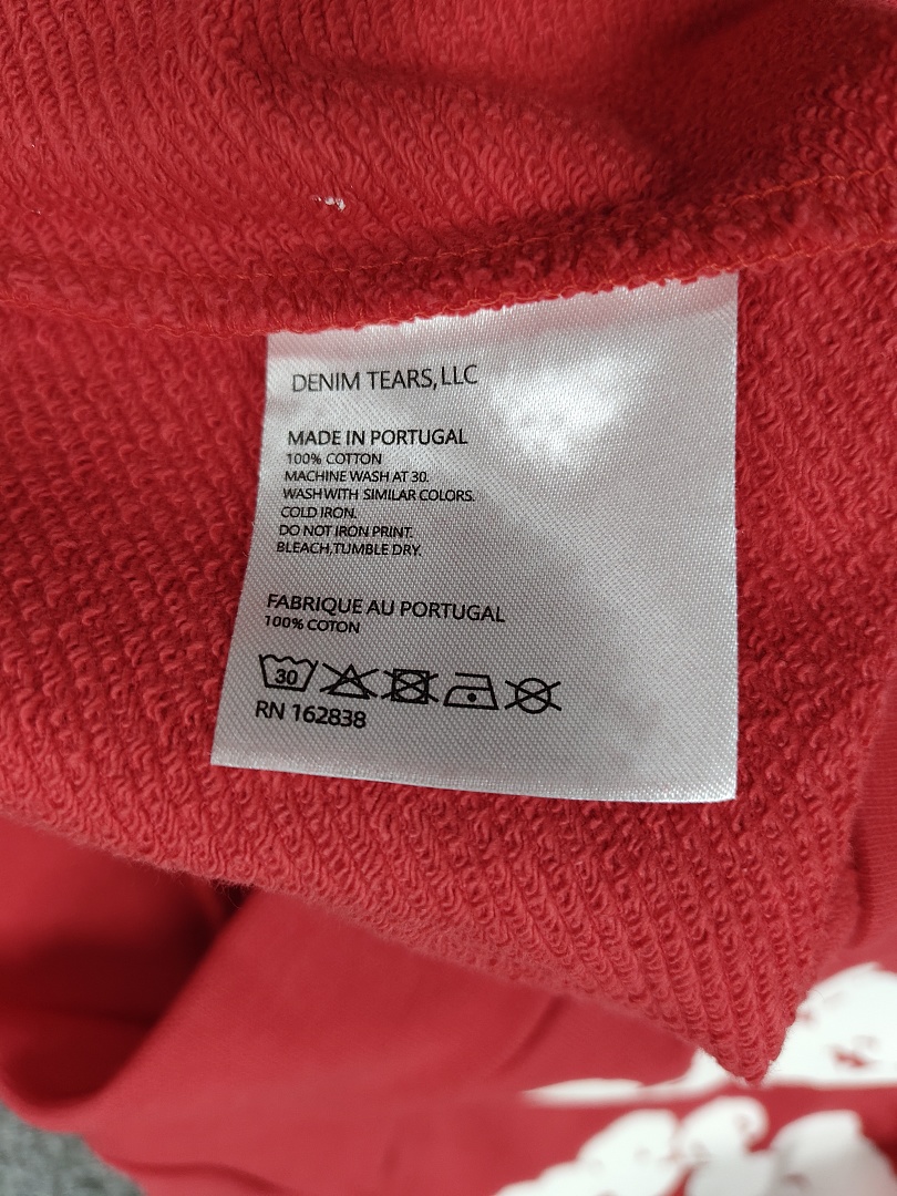 Denim Tears DT 木棉花 花环 图案 发泡  连帽卫衣 红色- B0 