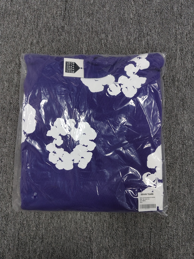 Denim Tears DT 木棉花 花环 图案 发泡  连帽卫衣 紫色- B0 