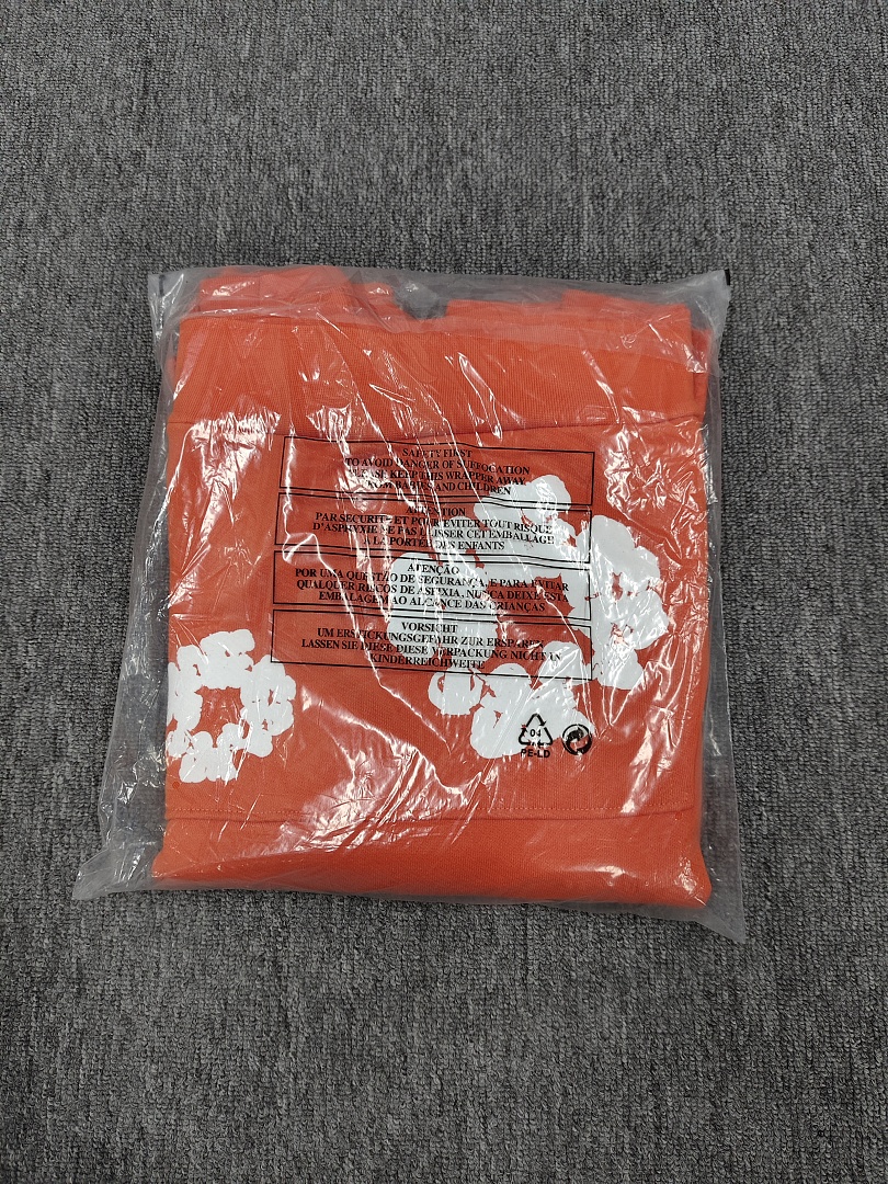 Denim Tears DT 木棉花 花环 图案 发泡  连帽卫衣 橙色- B0 
