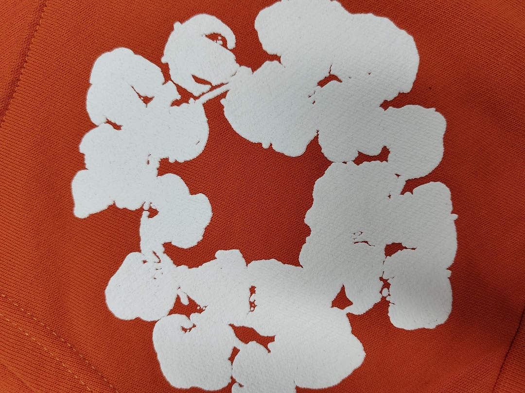 Denim Tears DT 木棉花 花环 图案 发泡  连帽卫衣 橙色- B0 