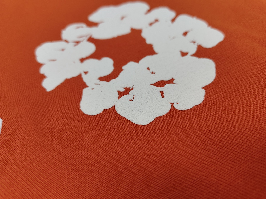 Denim Tears DT 木棉花 花环 图案 发泡  连帽卫衣 橙色- B0 