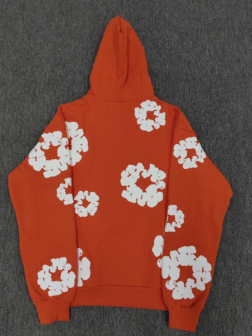 Denim Tears DT 木棉花 花环 图案 发泡  连帽卫衣 橙色- B0 