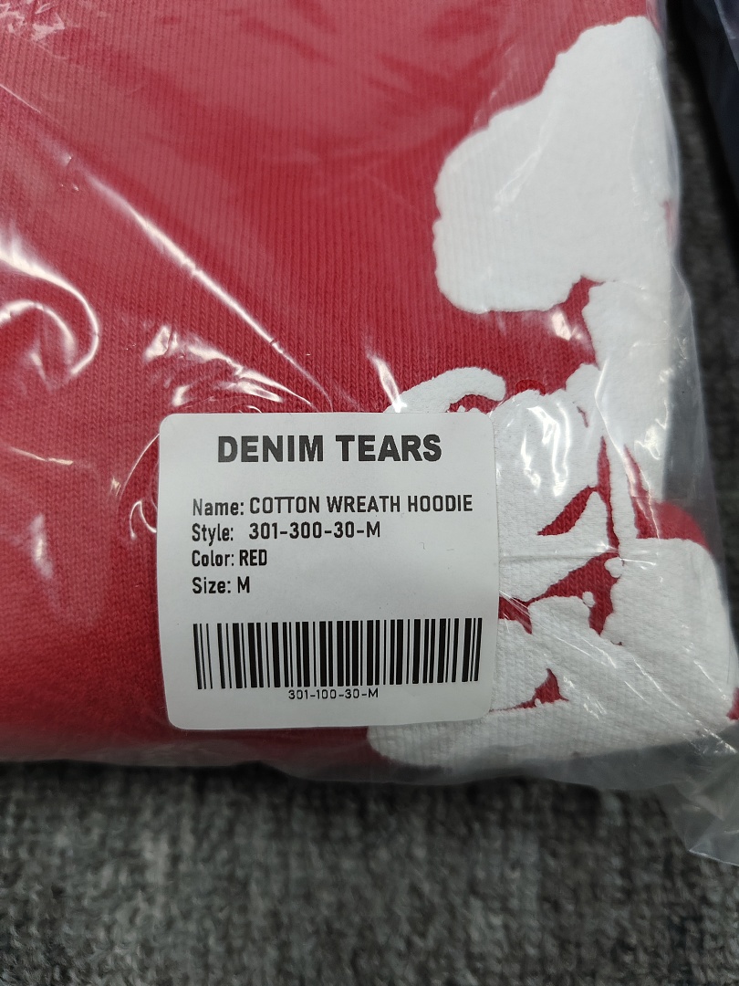 Denim Tears DT 木棉花 花环 图案 发泡  连帽卫衣 红色- B0 