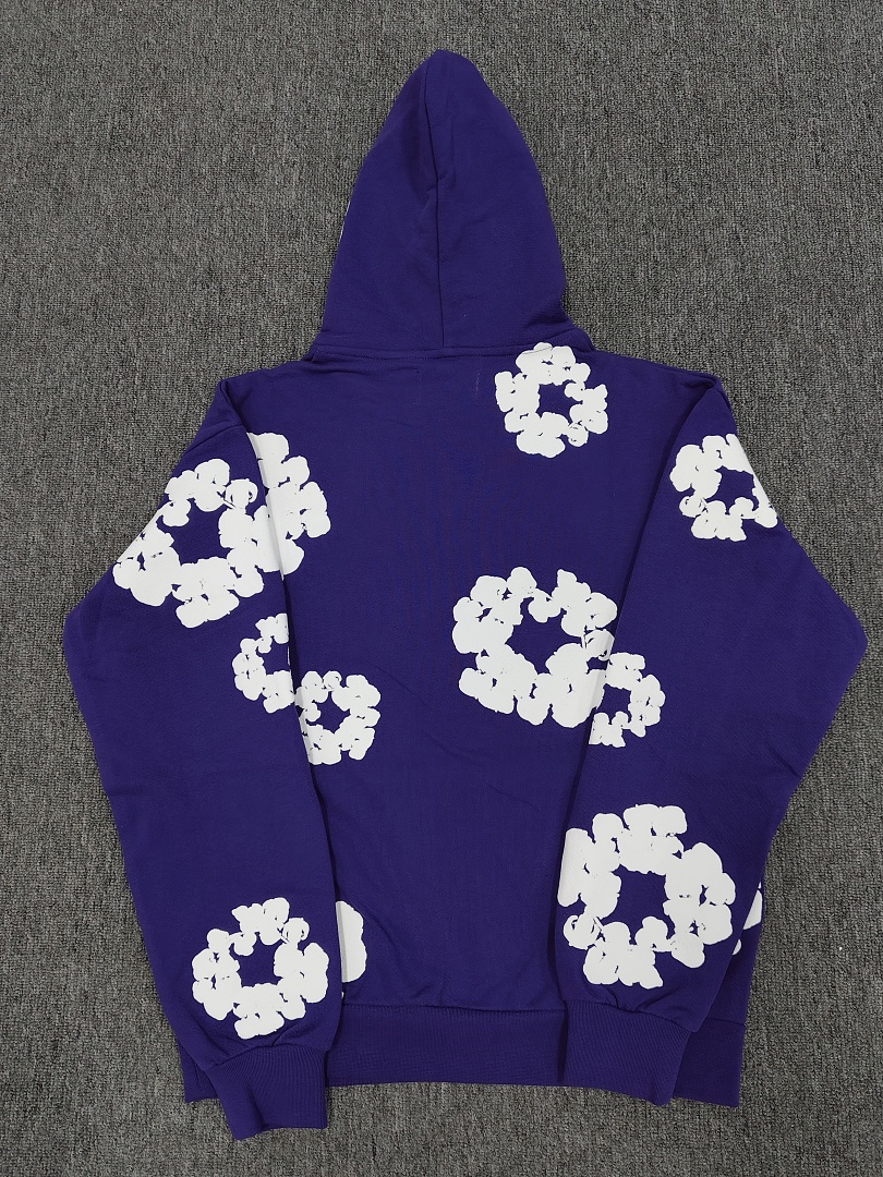 Denim Tears DT 木棉花 花环 图案 发泡  连帽卫衣 紫色- B0 