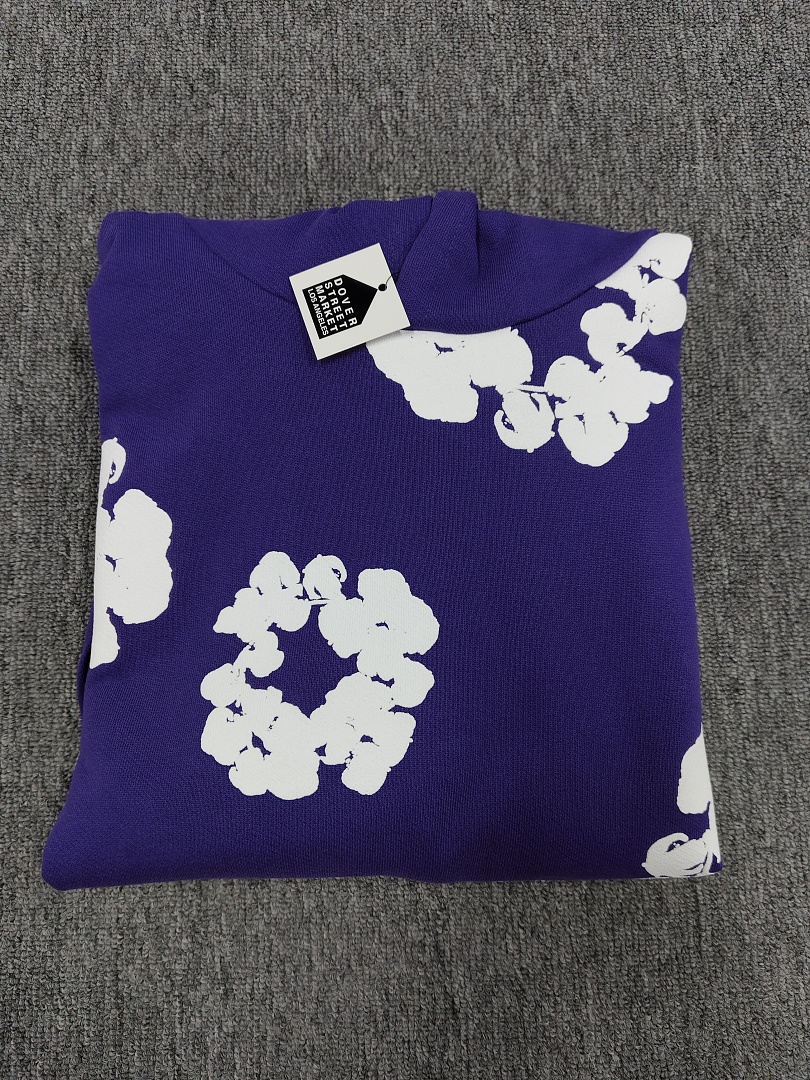 Denim Tears DT 木棉花 花环 图案 发泡  连帽卫衣 紫色- B0 