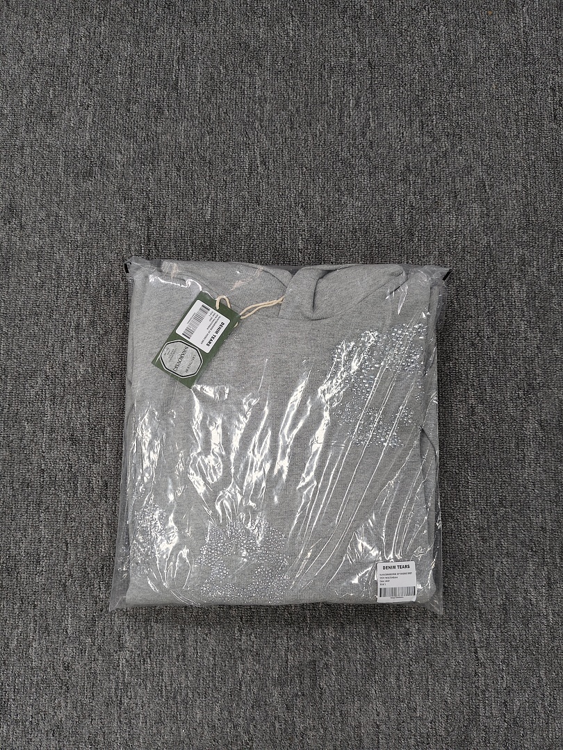 Denim Tears DT 木棉花 花环 图案 发泡  连帽卫衣 灰色水钻-B0