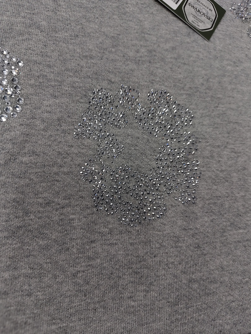 Denim Tears DT 木棉花 花环 图案 发泡  连帽卫衣 灰色水钻-B0