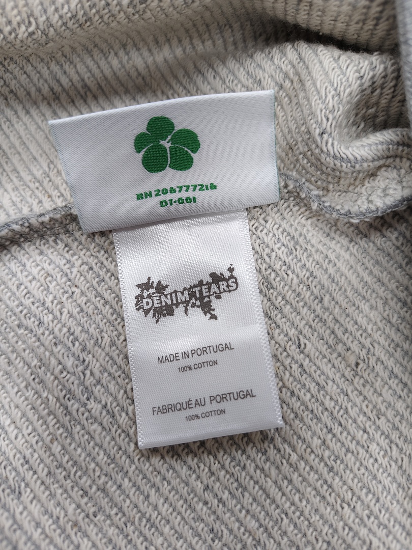 Denim Tears DT 木棉花 花环 图案 发泡  连帽卫衣 灰色水钻-B0