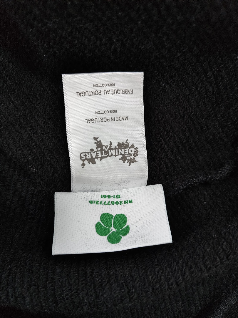 Denim Tears DT 木棉花 花环 图案 发泡  连帽卫衣 黑色水钻-B0
