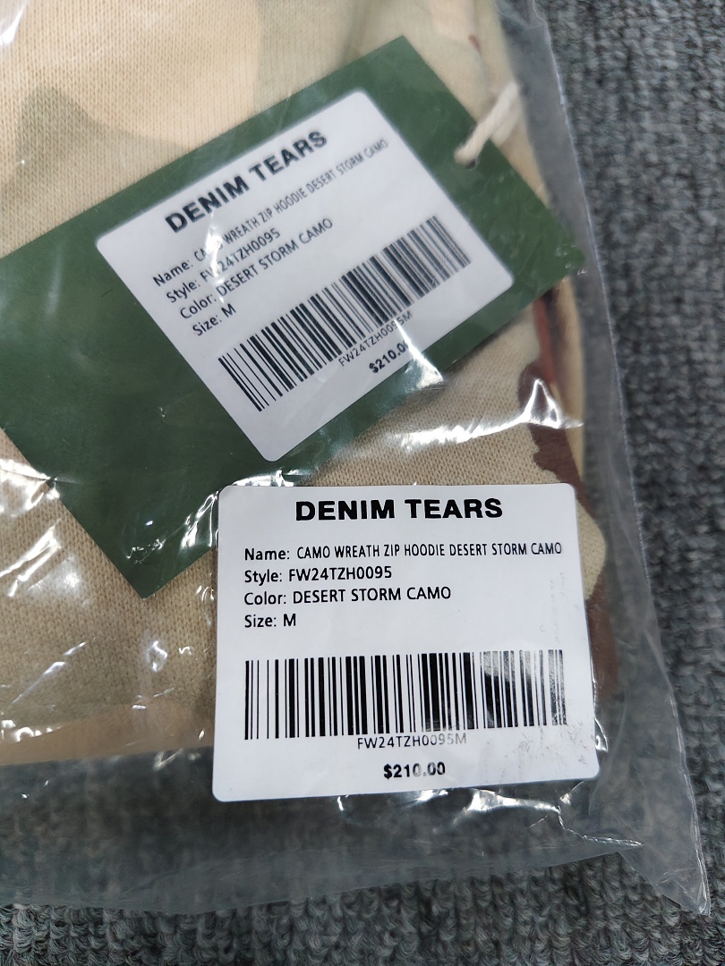 Denim Tears DT 木棉花 花环 图案 发泡印花  拉链 外套  迷彩浅棕色-B0