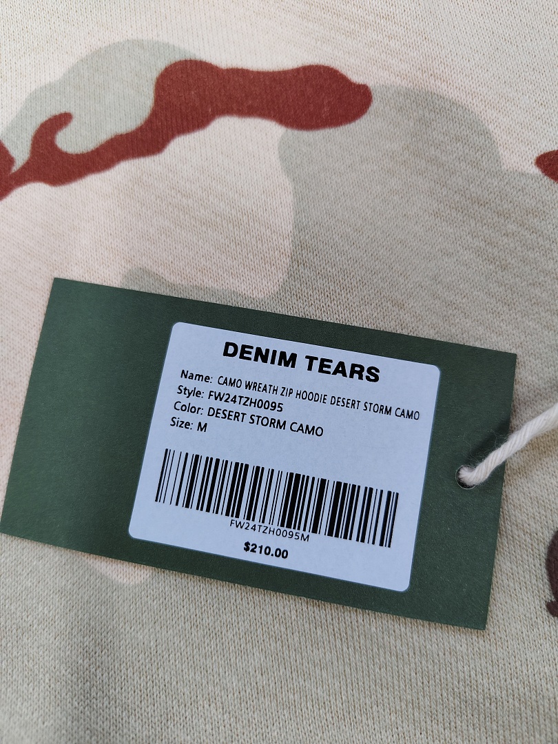 Denim Tears DT 木棉花 花环 图案 发泡印花  拉链 外套  迷彩浅棕色-B0