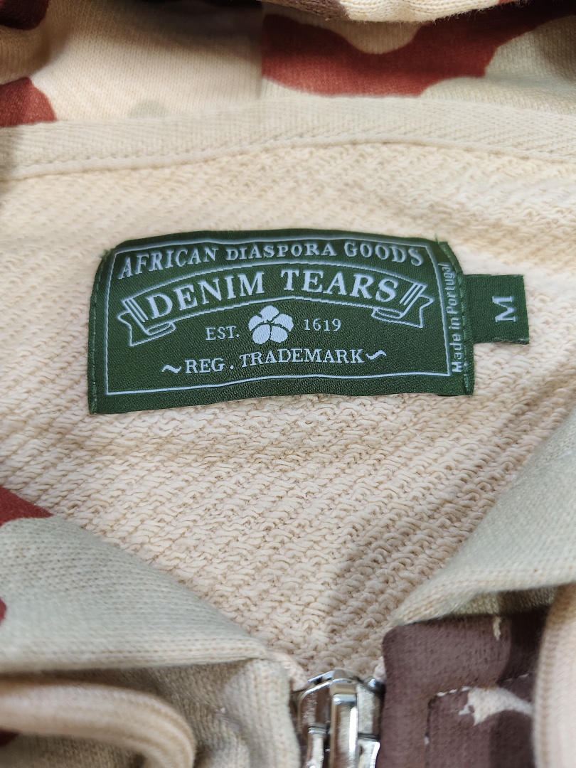 Denim Tears DT 木棉花 花环 图案 发泡印花  拉链 外套  迷彩浅棕色-B0