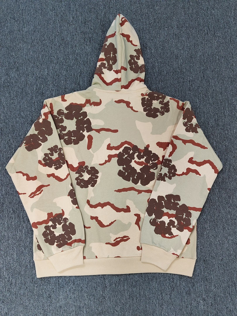 Denim Tears DT 木棉花 花环 图案 发泡印花  拉链 外套  迷彩浅棕色-B0