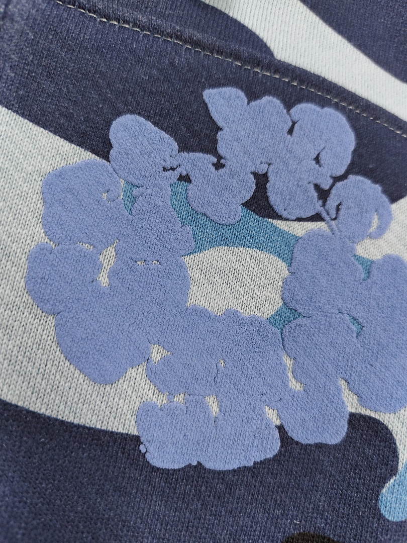 Denim Tears DT 木棉花 花环 图案 发泡印花  拉链 外套  迷彩蓝色-B0