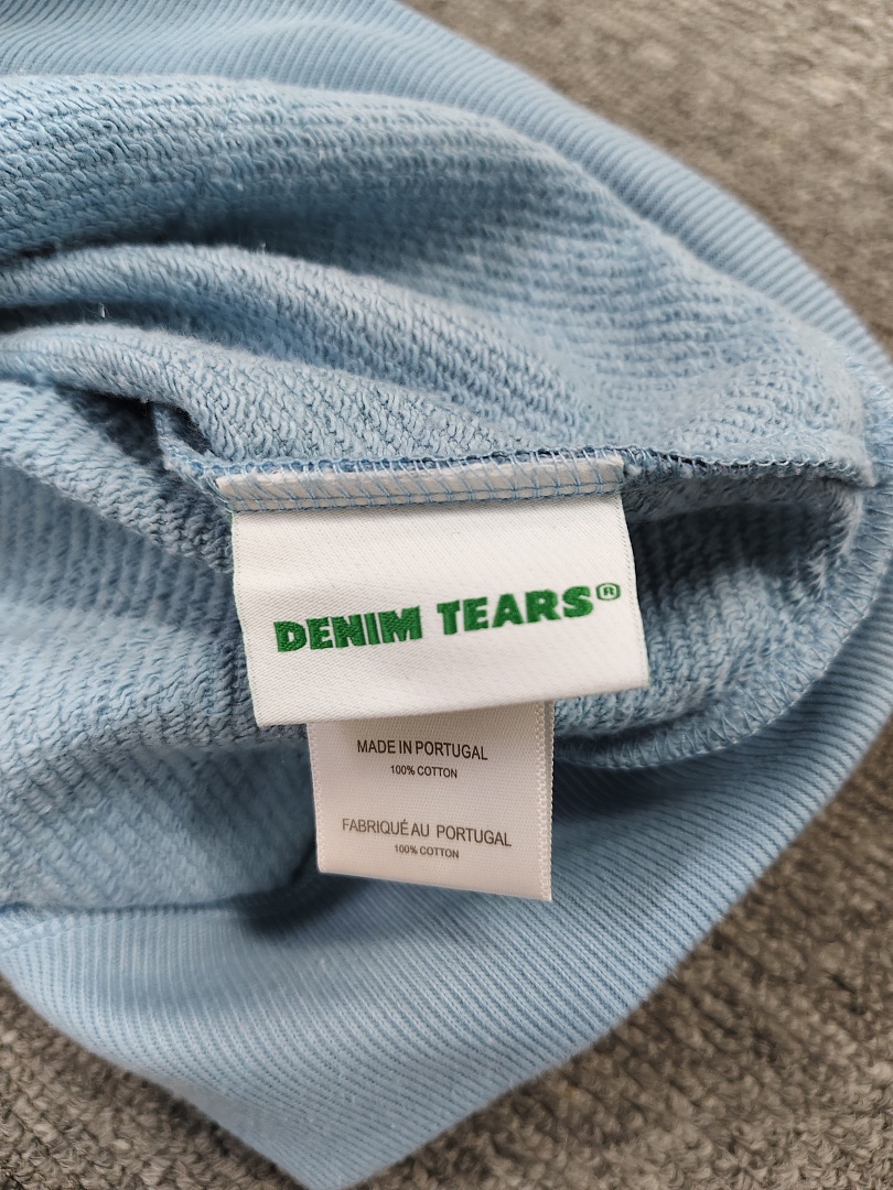 Denim Tears DT 木棉花 花环 图案 发泡印花  拉链 外套  迷彩蓝色-B0