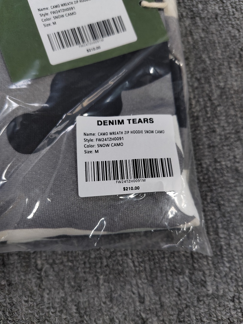 Denim Tears DT 木棉花 花环 图案 发泡印花  拉链 外套  迷彩灰白黑-B0