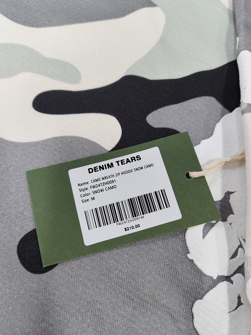 Denim Tears DT 木棉花 花环 图案 发泡印花  拉链 外套  迷彩灰白黑-B0
