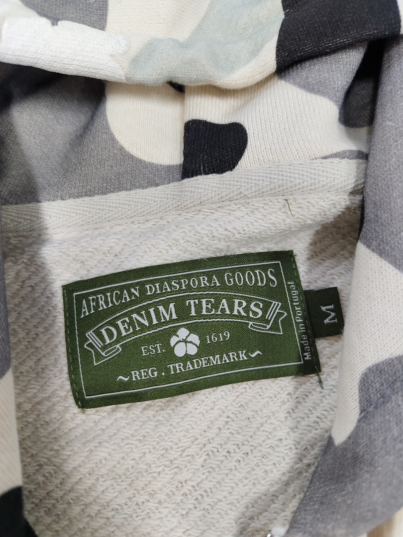 Denim Tears DT 木棉花 花环 图案 发泡印花  拉链 外套  迷彩灰白黑-B0