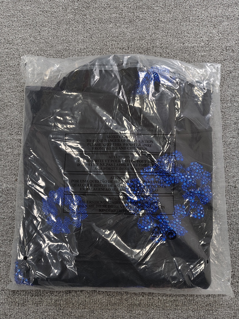 Denim Tears DT 木棉花 花环 图案 发泡  连帽卫衣 黑色 蓝钻-B0