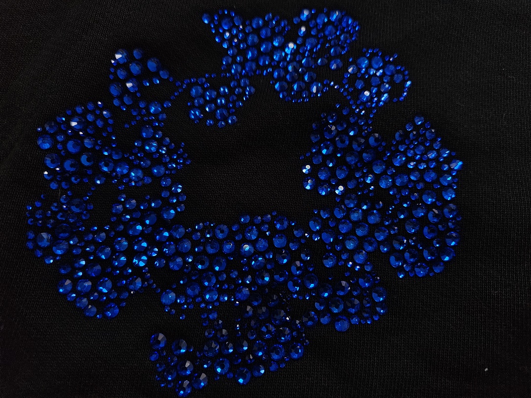 Denim Tears DT 木棉花 花环 图案 发泡  连帽卫衣 黑色 蓝钻-B0