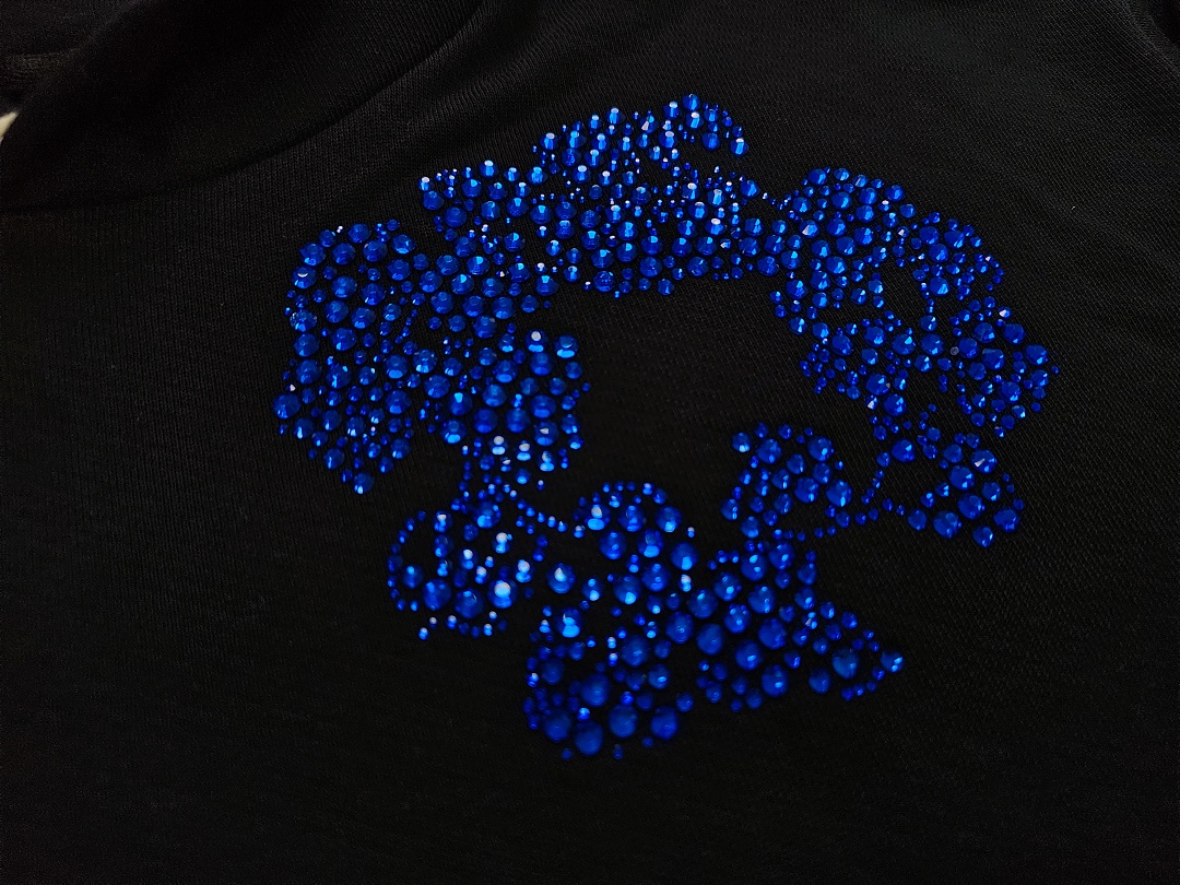 Denim Tears DT 木棉花 花环 图案 发泡  连帽卫衣 黑色 蓝钻-B0