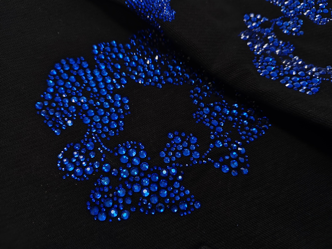 Denim Tears DT 木棉花 花环 图案 发泡  连帽卫衣 黑色 蓝钻-B0