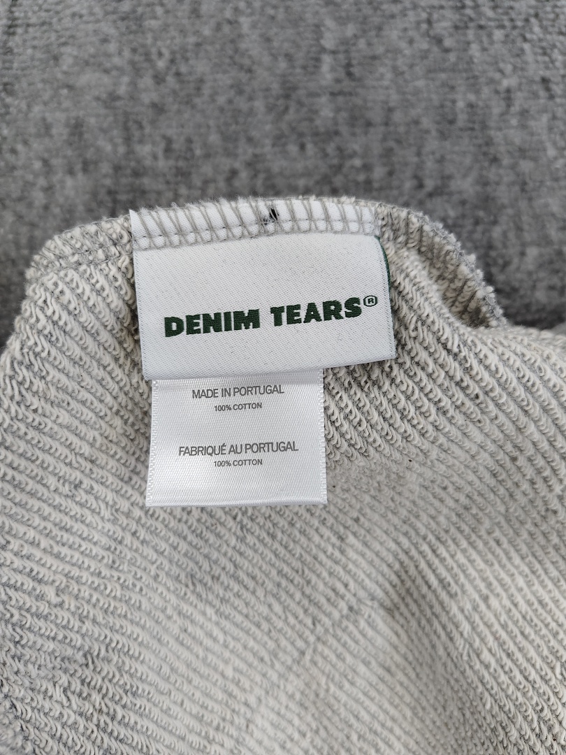 Denim Tears DT 木棉花 花环 图案 发泡  连帽卫衣 灰色 粉钻-B0