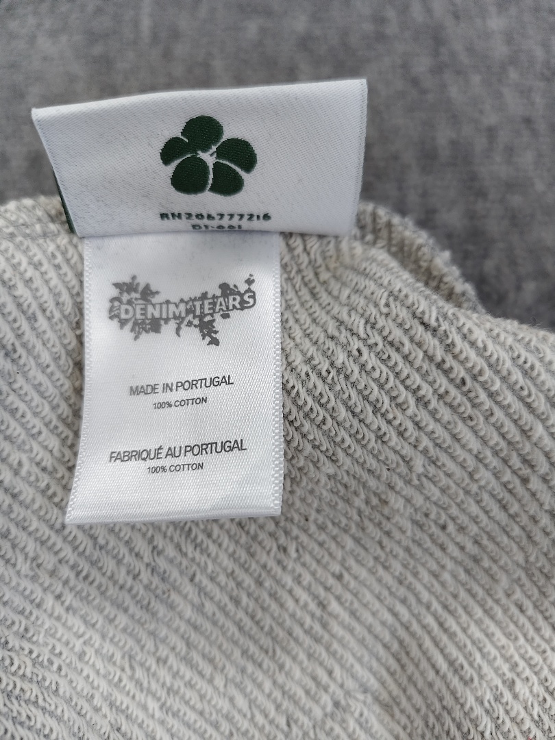Denim Tears DT 木棉花 花环 图案 发泡  连帽卫衣 灰色 粉钻-B0