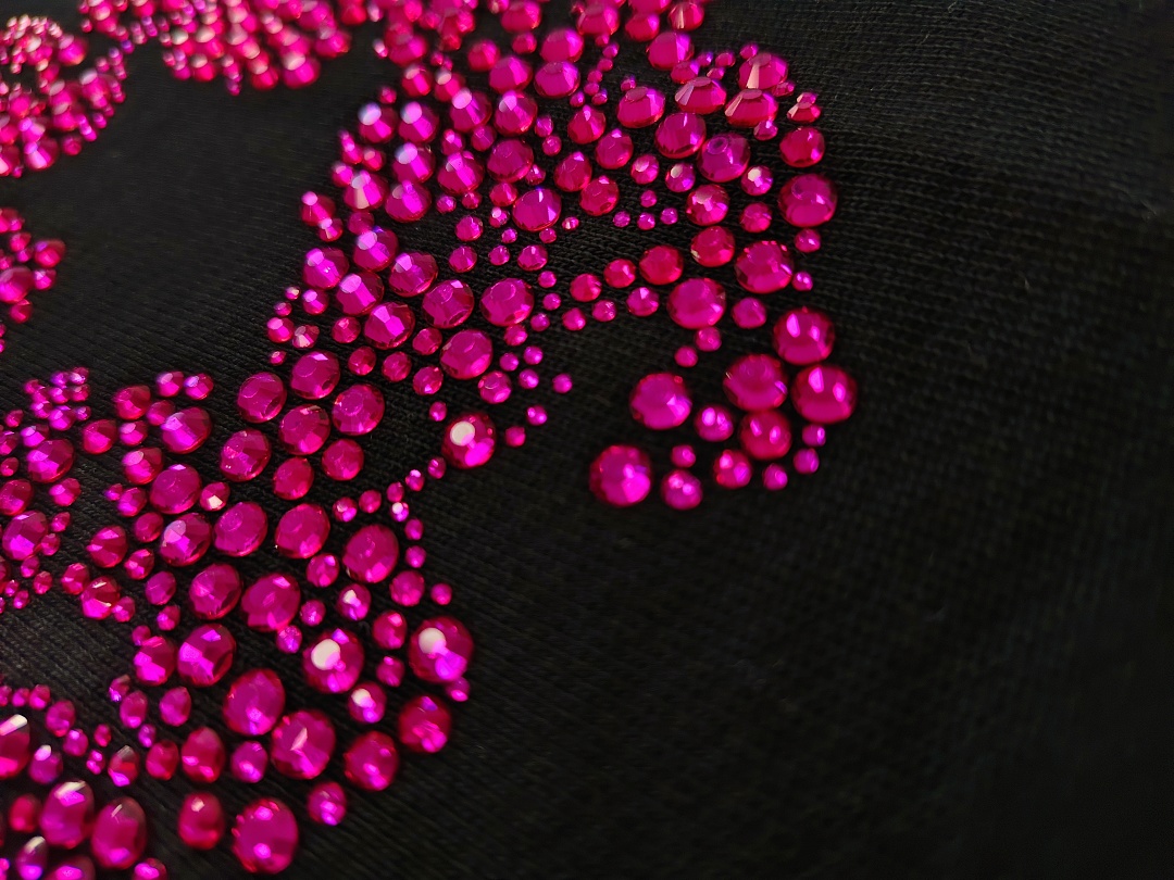 Denim Tears DT 木棉花 花环 图案 发泡  连帽卫衣 黑色 粉钻-B0