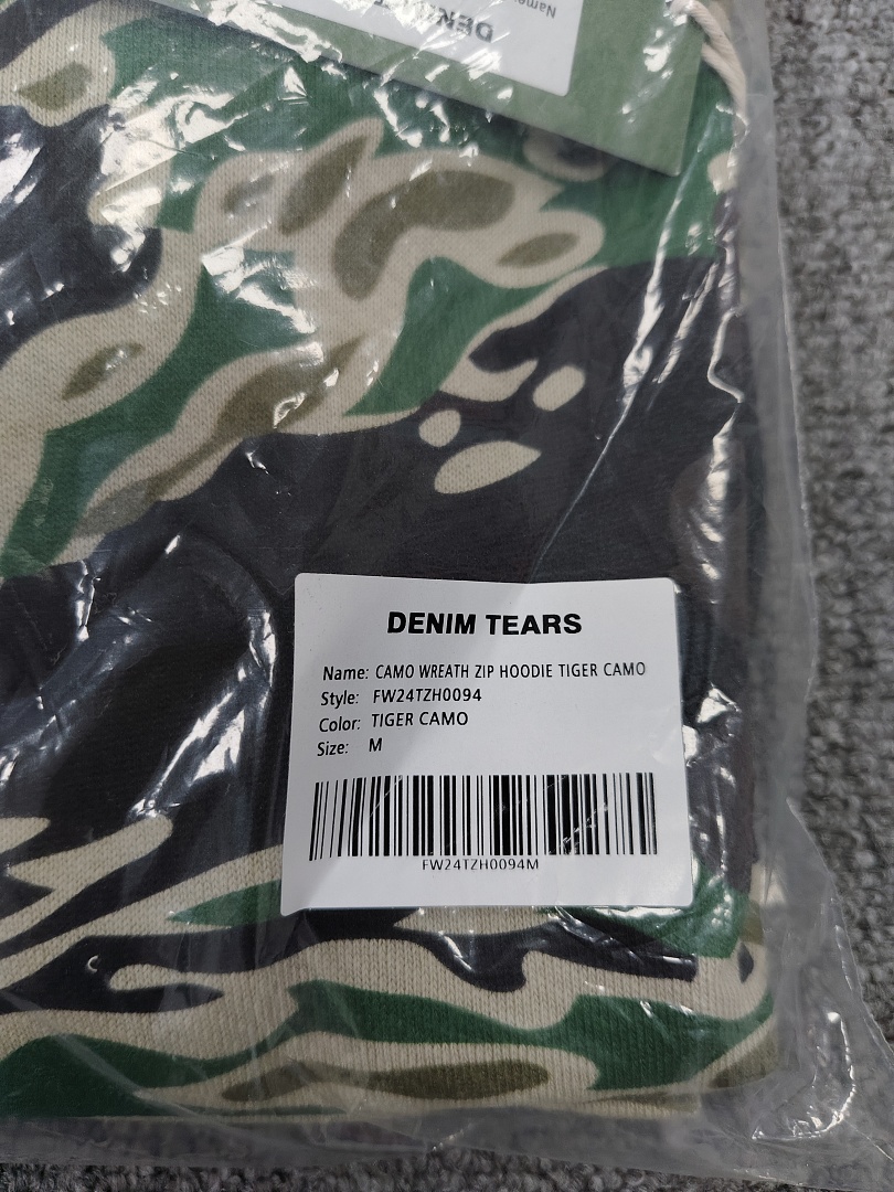 Denim Tears DT 木棉花 花环 图案 发泡印花  拉链 外套  迷彩 绿色 -B0
