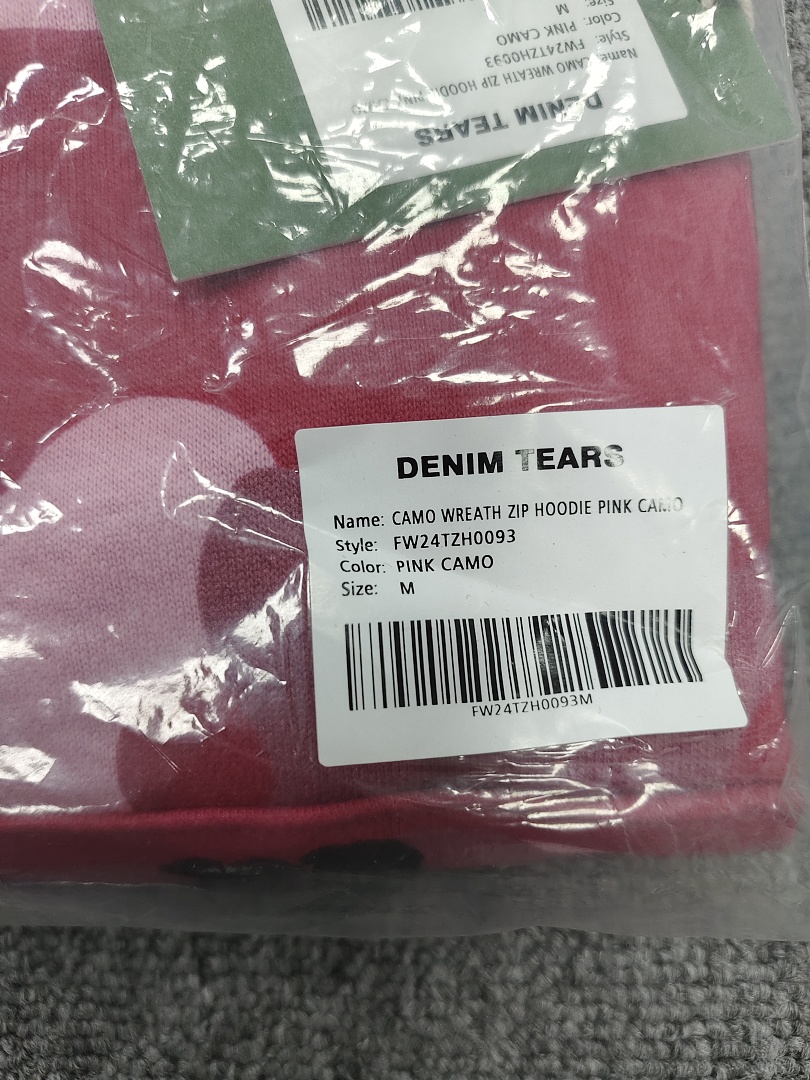 Denim Tears DT 木棉花 花环 图案 发泡印花  拉链 外套  迷彩 红色 -B0